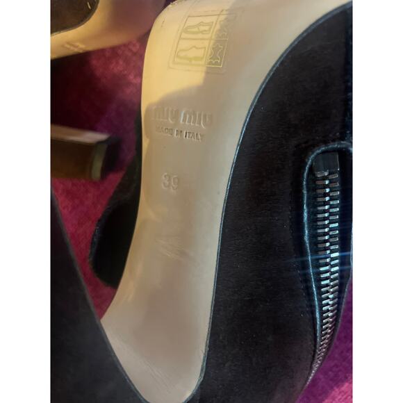 MIU MIU Suede and Wool Ankle Boots w Banana Curve Heel Shoes Size 39 9 - Picture 5 of 8